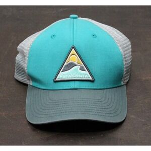 Patagonia Trucker Hat Teal Gray Embroidered Mountain‎ Wave Logo Mesh Back
